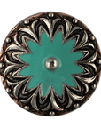 Copper & Antique Silver Turquoise Flower Concho 1.25” W122L