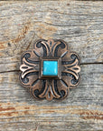 Copper Turquoise Concho 1" W141S
