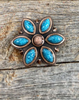 Copper Turquoise Flower 1" W207S