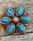 Copper Turquoise Flower 1.5" W207L