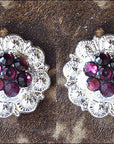 Western Screw Back Concho Crystal Amethyst Berry Saddle Bling Cowgirl