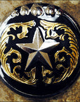Western Screw Back Concho Texas Star Black Gold Saddle Bling Cowgirl