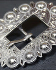 Western Screw Back Concho Stainless Steel Ed Leather Belt Floral Buckle