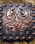 Western Screw Back Concho Floral Carved Copper Saddle Bling Cowgirl