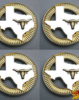 Western Screw Back Concho 1.5 In Texas Longhorn Gold Silver Round Saddle