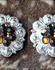 Western Screw Back Concho Crystal Berry Brown Saddle Bling Cowgirl