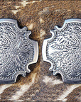 Western Screw Back Concho Antique Silver Finish Floral Berry Saddle