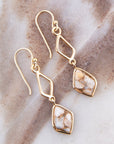 White Calcite Matrix and Bronze Drop Earrings