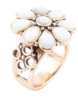 White Hibiscus Mother of Pearl and Golden Ring