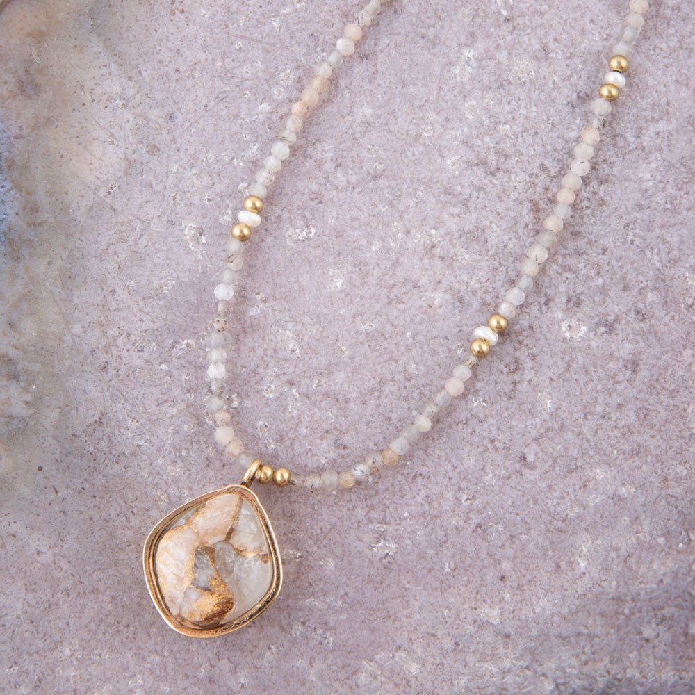 White Jade Matrix Necklace