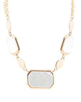 White Mother of Pearl and Golden Bronze Statement Necklace