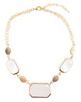 White Mother of Pearl and Golden Bronze Statement Necklace