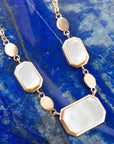 White Mother of Pearl and Golden Bronze Statement Necklace