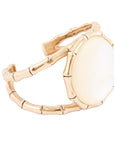 White Mother of Pearl Golden Bamboo Cuff Bracelet
