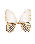 White Mother of Pearl Golden Butterfly Statement Ring