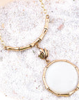 White Mother of Pearl Golden Statement Pendant Necklace