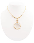 White Mother of Pearl Golden Statement Pendant Necklace