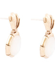 White Mother of Pearl Lotus Post Golden Drop Earrings