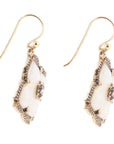 White Mother of Pearl Maltese Cross Golden Drop Earrings