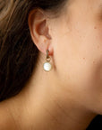 White Mother of Pearl Spotlight Golden Drop Earrings