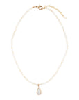 White Mother of Pearl Tear Drop Golden Pendant Necklace