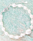 White Pearl Beaded Sterling Silver Bracelet