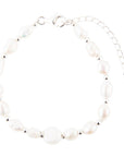 White Pearl Beaded Sterling Silver Bracelet