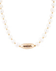 White Pearl Golden Beaded Strand Necklace