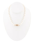 White Pearl Golden Beaded Strand Necklace