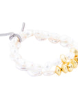 White Pearl Golden Stretch Bracelet Set