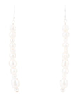 White Pearl Linear Sterling Silver Drop Earrings