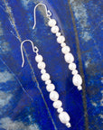 White Pearl Linear Sterling Silver Drop Earrings
