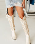 The Out West Tall Cowboy Boot in Cream