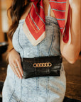 Wide Clutch 6 Ring Chain Belt Bag