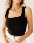 Cotton Square Neck Cropped Cami Top