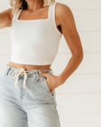Cotton Square Neck Cropped Cami Top