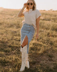 The Out West Tall Cowboy Boot in Cream