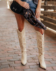 The Out West Tall Cowboy Boot in Cream