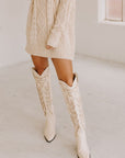 The Out West Tall Cowboy Boot in Cream