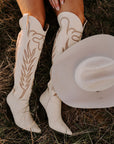 The Out West Tall Cowboy Boot in Cream