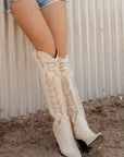 The Out West Tall Cowboy Boot in Cream