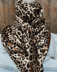 35X35" Tan Leopard Wild Rag / Scarf WR168