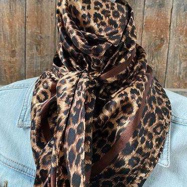 35X35"  Brown Leopard Wild Rag / Scarf WR169