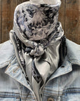 35X35" Silver & White Paisley Wild Rag / Scarf WR172