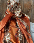 35X35"  Burnt Orange & Tan Wild Rag / Scarf WR2179