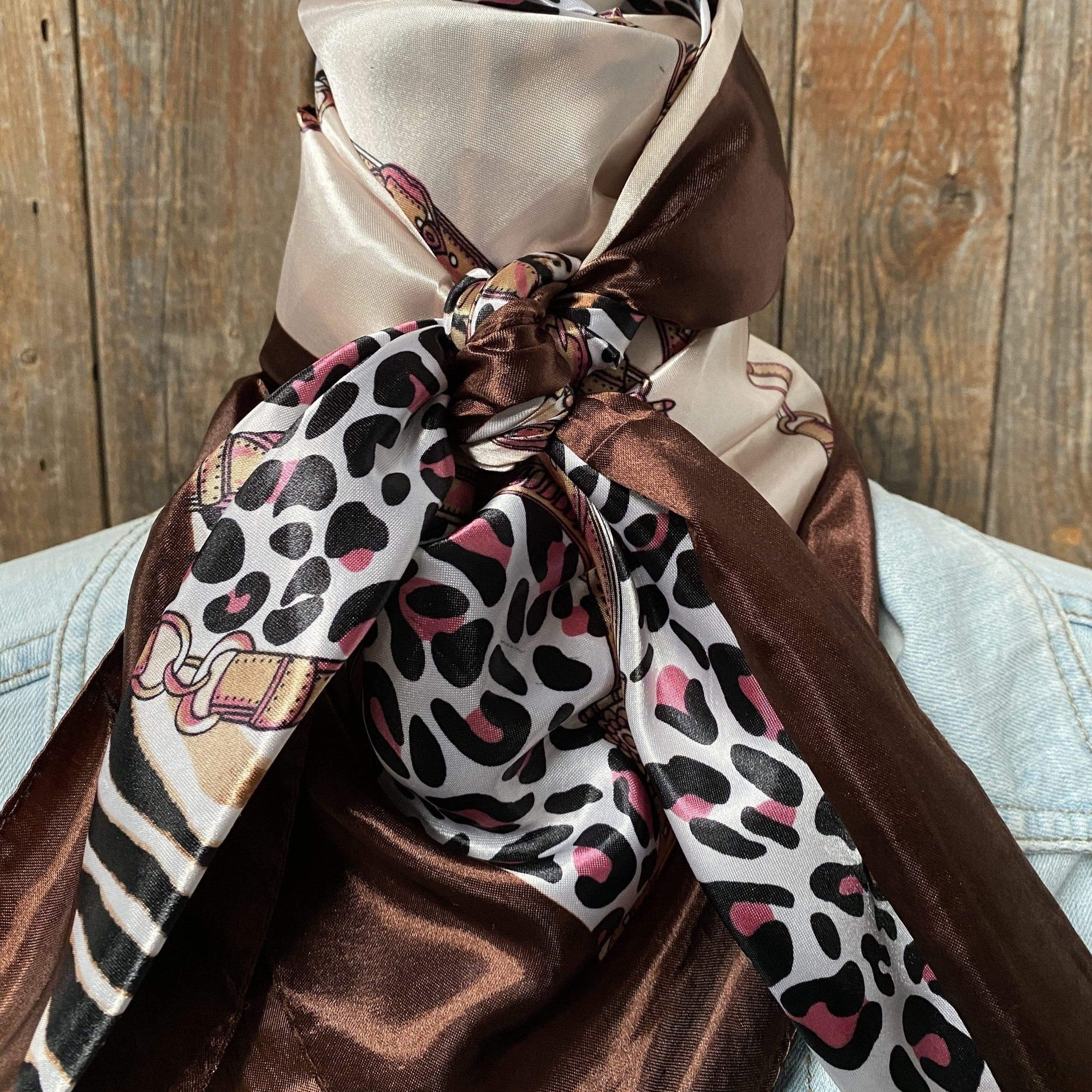 35X35"  Tan Animal Print Wild Rag / Scarf WR2295