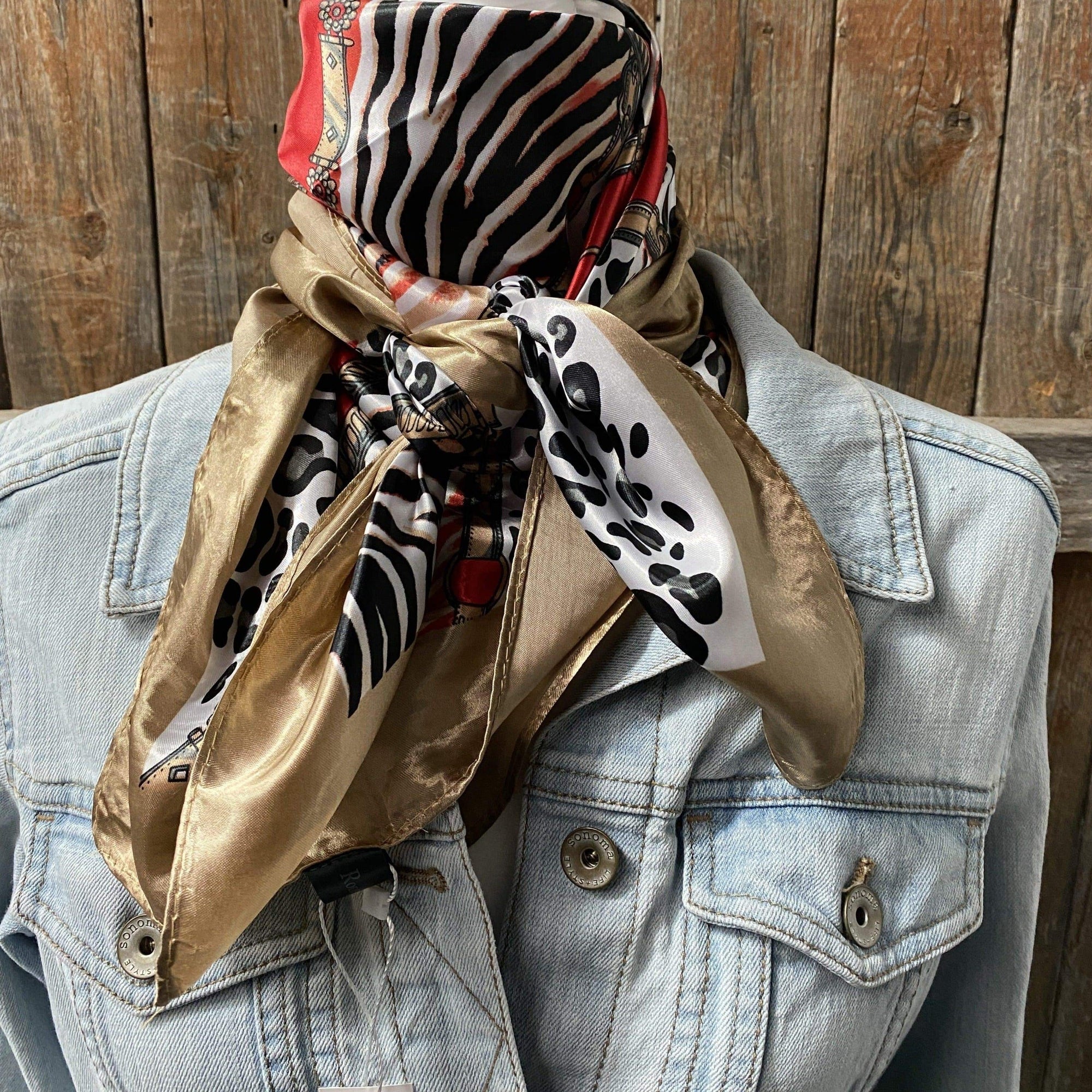 35X35"  Red Animal Print Wild Rag / Scarf WR2298