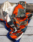 35X35" Orange & Blue Paisley Wild Rag / Scarf WR302