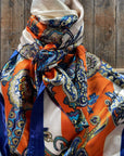 35X35" Orange & Blue Paisley Wild Rag / Scarf WR302