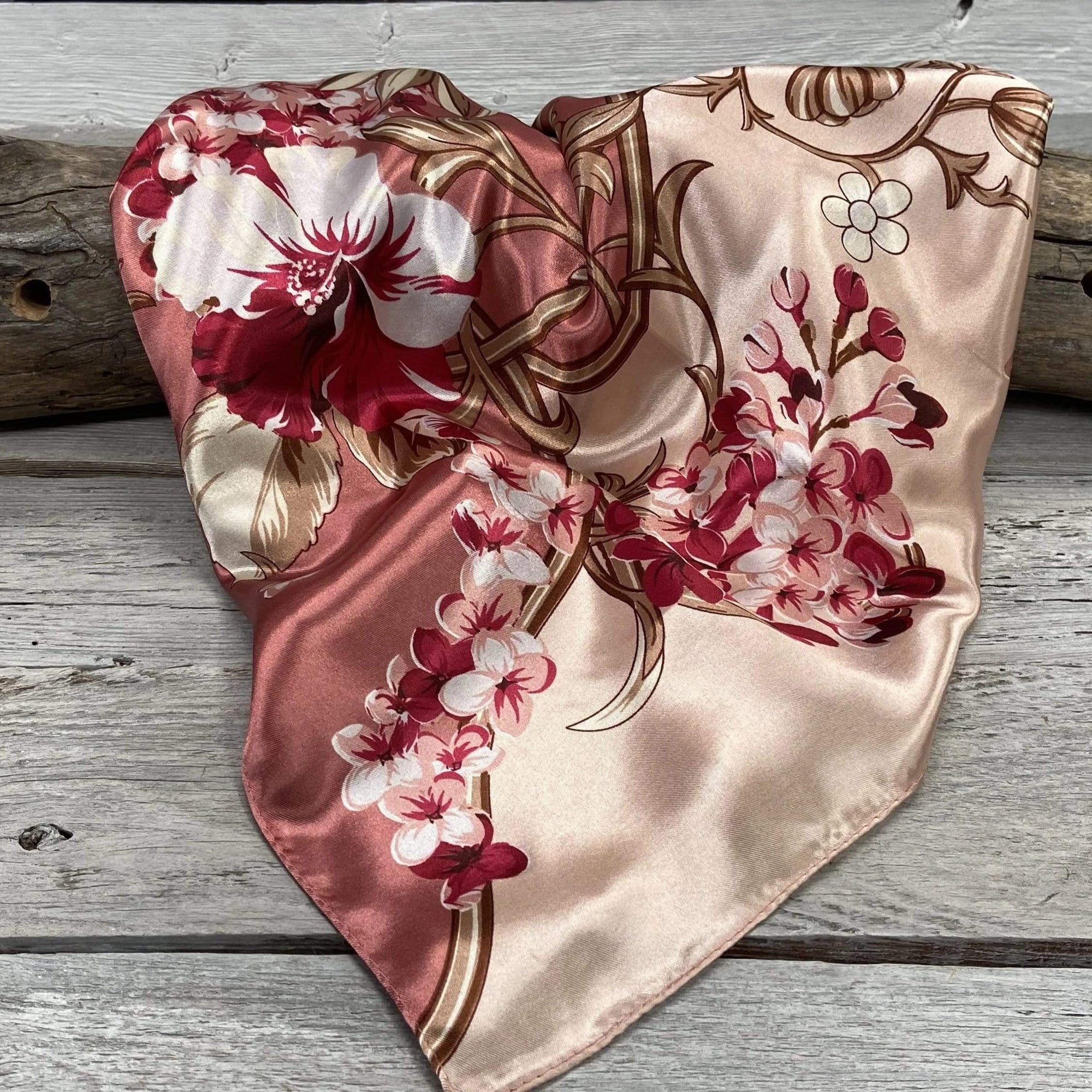 35X35" Raspberry Pink Floral Wild Rag / Scarf WR403